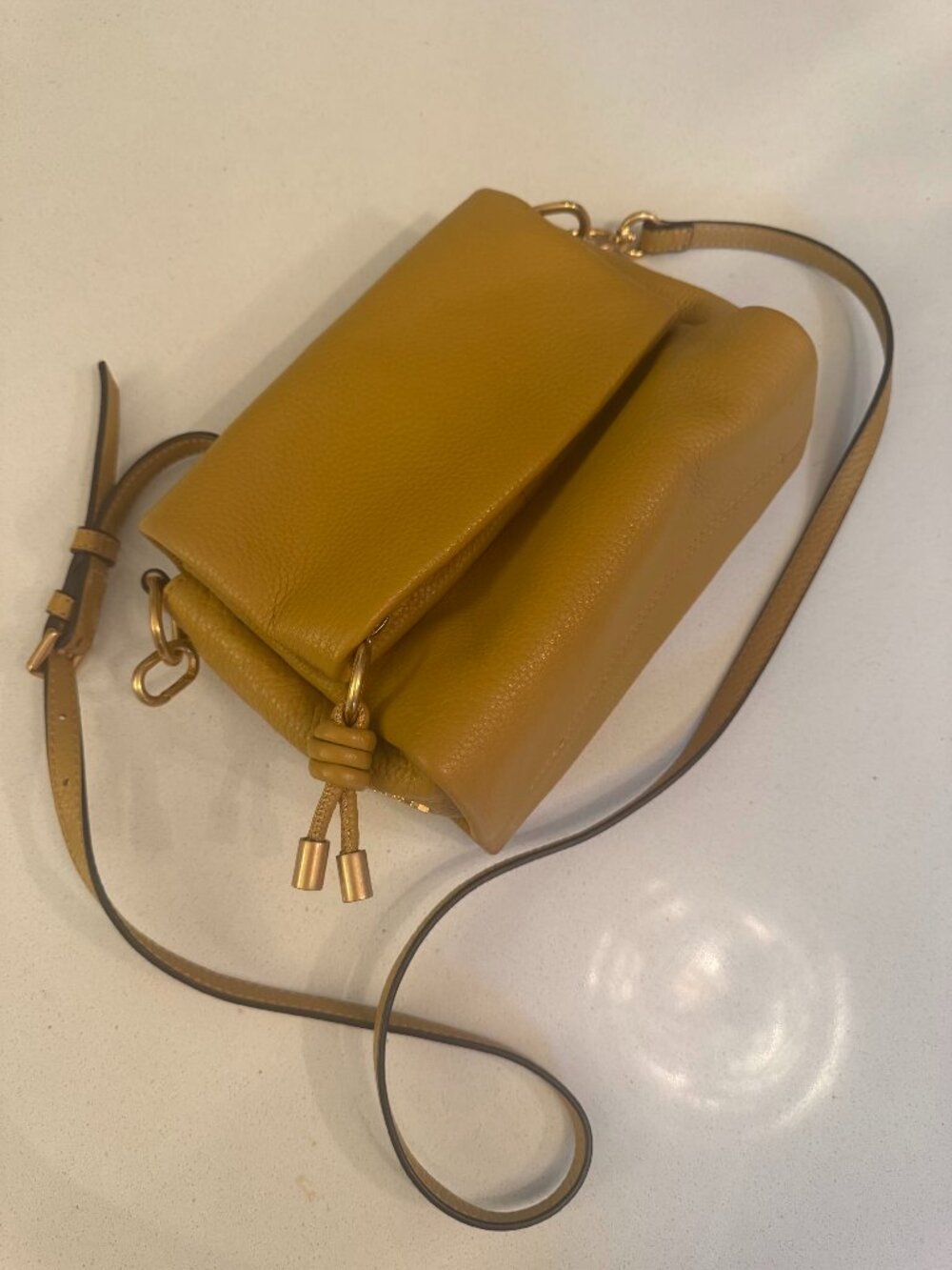 Thacker Mustard Leather Crossbody Purse | Genuine Leather | Excellent Condition